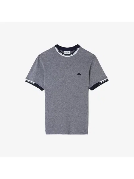 Lacoste Koszulka Z Dżerseju Z Kwiatowym Nadrukiem granatowa