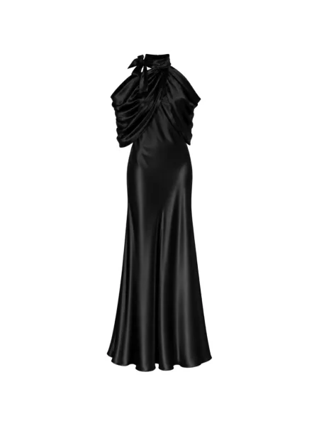 Sukienka maxi Alberta Ferretti z kokardką drapowana czarna