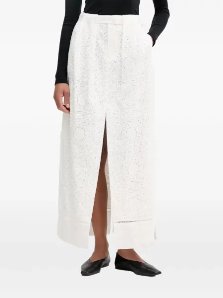 Fusta maxi Isabelle Blanche cu broderie alb
