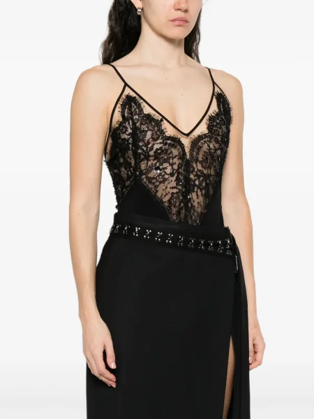 Top Nissa din dantelă negru