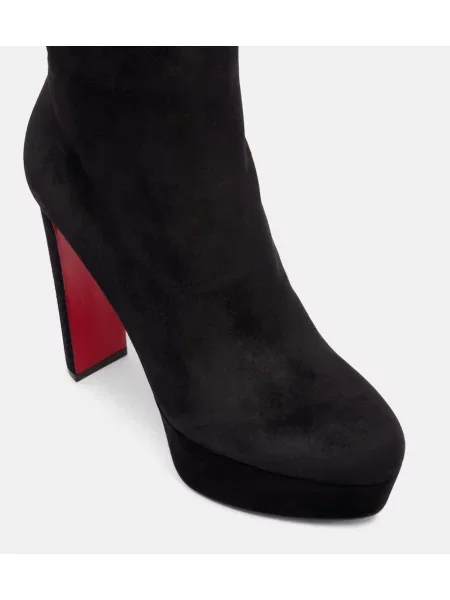 Cizme scurte Christian Louboutin din piele de căprioară negru