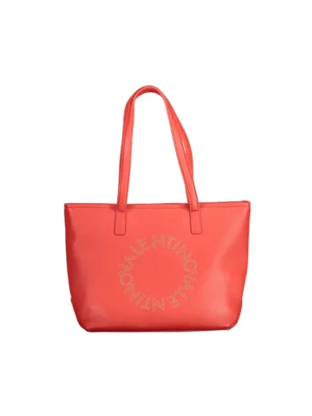 Lniana shopperka Valentino By Mario Valentino czerwona
