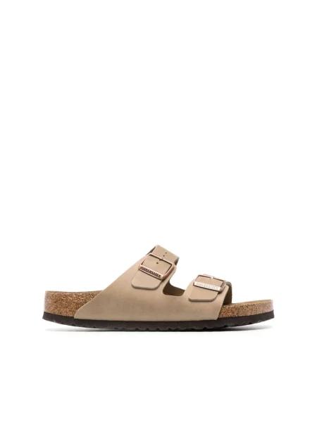 Klapki Birkenstock skórzane beżowe