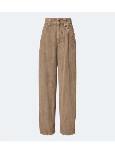 Pantaloni Brunello Cucinelli de catifea cord bej