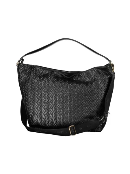 Lniana torebka hobo Valentino By Mario Valentino czarna
