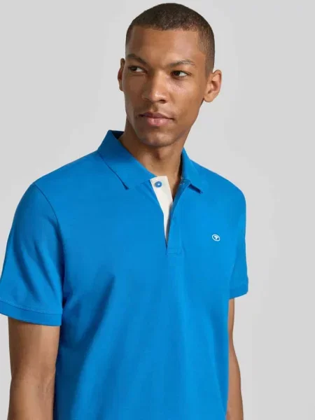Koszulka polo z czystej bawełny o kroju regular fit Tom Tailor niebieska