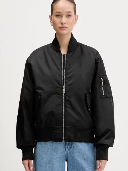 Tommy Jeans geaca bomber de tranzitie oversize negru