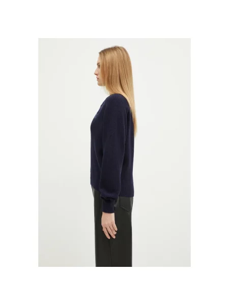 Maison Kitsuné sweter wełniany Bold Fox Head Patch granatowy niebieski