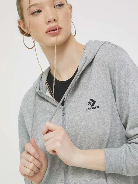 Mikina Converse s kapucí hladká šedá