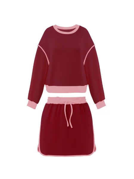 Imily Bela Costum de trening roz deschis / burgundy roșu