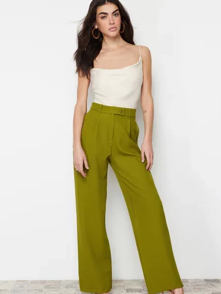 Hlače Trendyol zelena