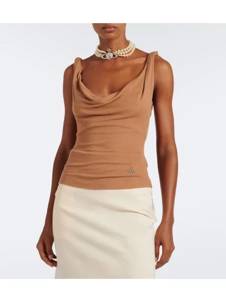 Top Vivienne Westwood tricotate drapat maro