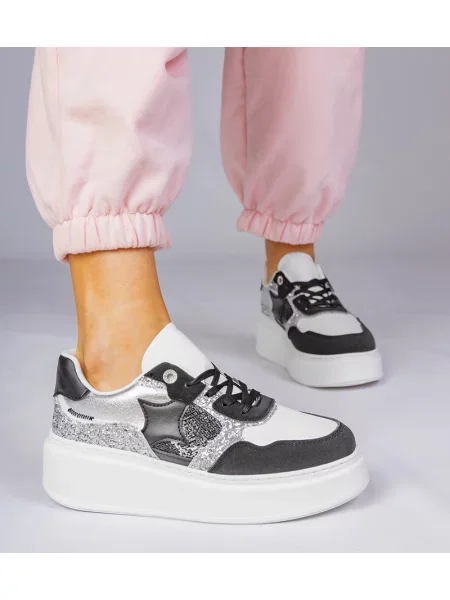 Sneakerși Marka Niezdefiniowana cu imagine cu imprimeu animal print negru