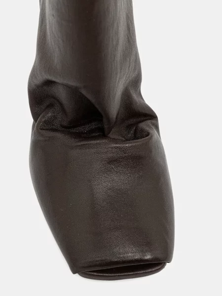 Кожаные сапоги Rick Owens Lilies на танкетке коричневые