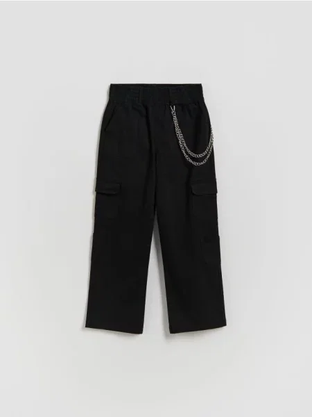 Reserved Штани карго з ланцюжком чорний
