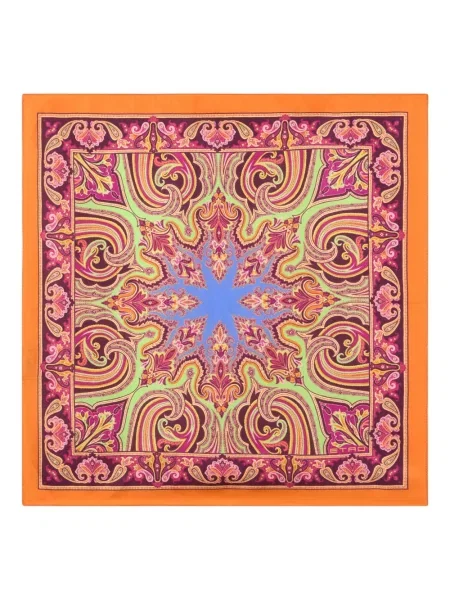 Fular Etro de mătase cu model paisley portocaliu