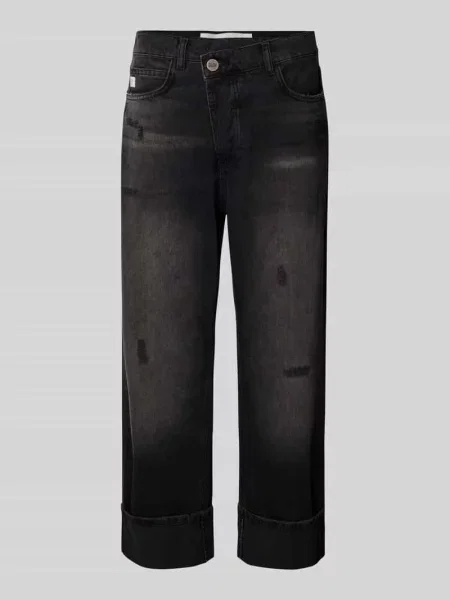 Jeansy o kroju straight fit z asymetrycznym pasem model ‘CROSSFIT’ Goldgarn czarne