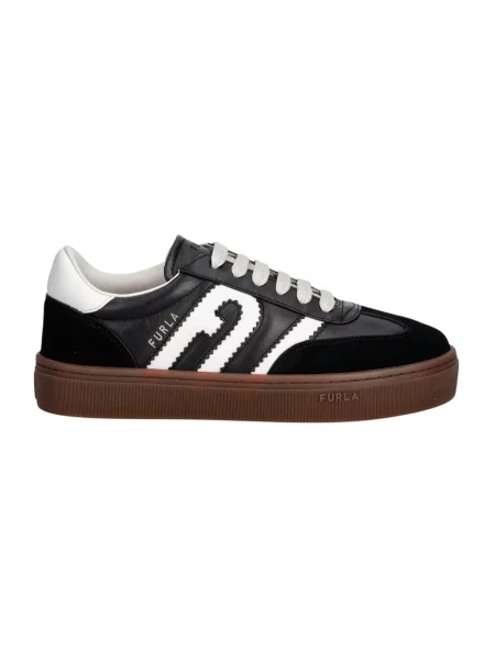 Furla Allegra Lace-Up sneakersy skórzane czarne