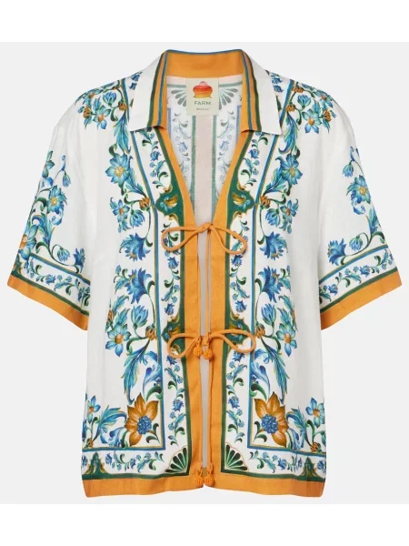 Cămașă Farm Rio de in cu model floral alb