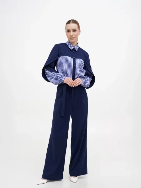 A LOT Комбінезон Синій Віскоза/поліестер білий