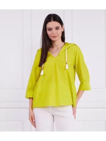 Marc Cain Bluză cu adaos de mătase verde