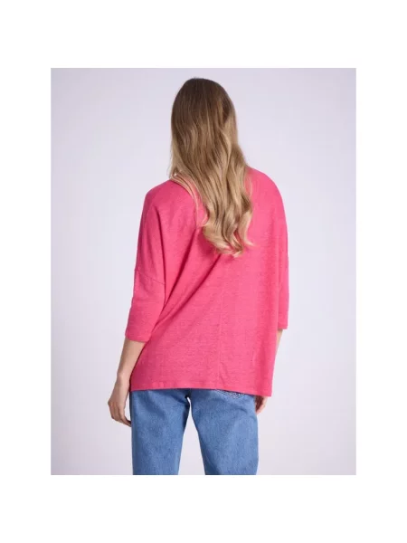 Lniany top Notshy różowy