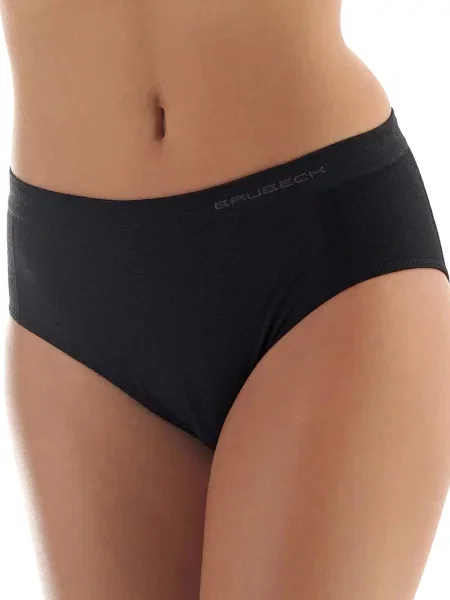Majtki z wysokim stanem z wełną merino Brubeck classic COMFORT WOOL czarne