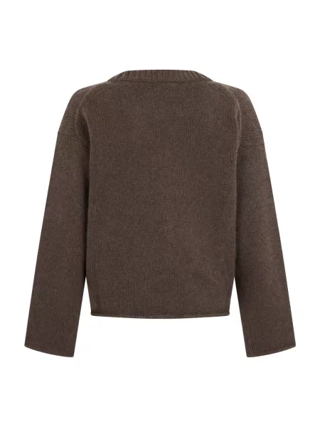 Sweter Loulou De Saison z dekoltem w kształcie litery U brązowy