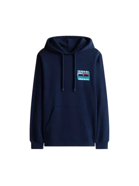 Bluza z kapturem Tommy Jeans z kapturem niebieska