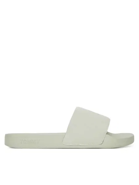 Tommy Jeans Šlepetės Flag Pool Slide Patent žalia