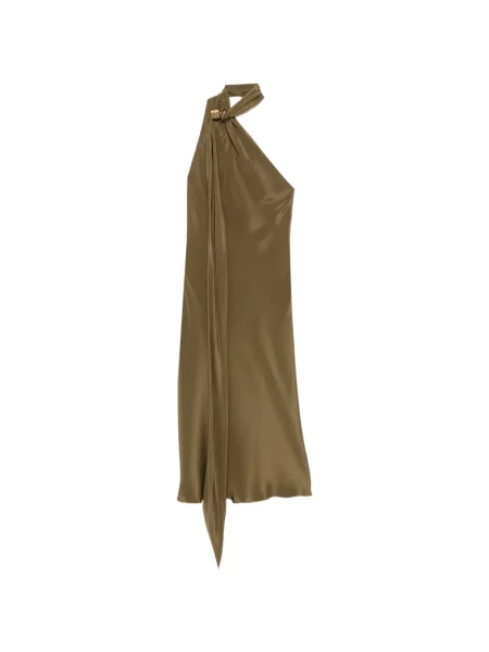 Selyem félvállas midi ruha Max Mara zöld