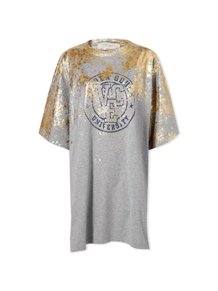 Sukienka koszulowa Golden Goose z przetarciami w kolorze melanż szara