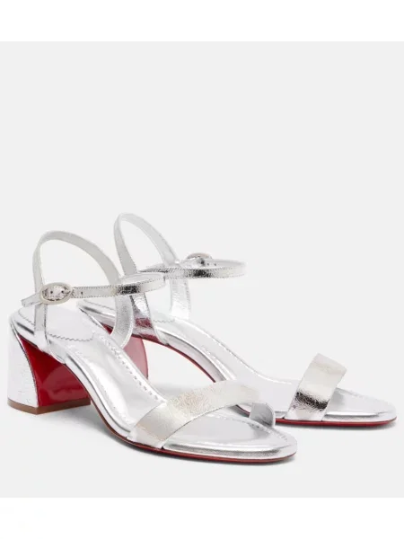 Sandale Christian Louboutin din piele argintiu