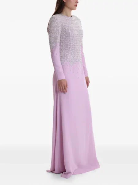 Rochie maxi Dina Melwani de cristal roz