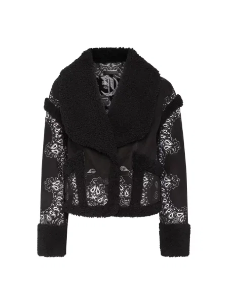 Kurtka skórzana Philipp Plein z wzorem paisley czarna