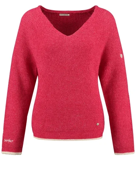 Key Largo Pulover Caro roșu carmin / lână alb