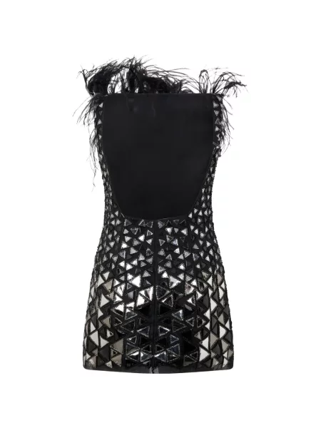 Top Alberta Ferretti cu pene negru