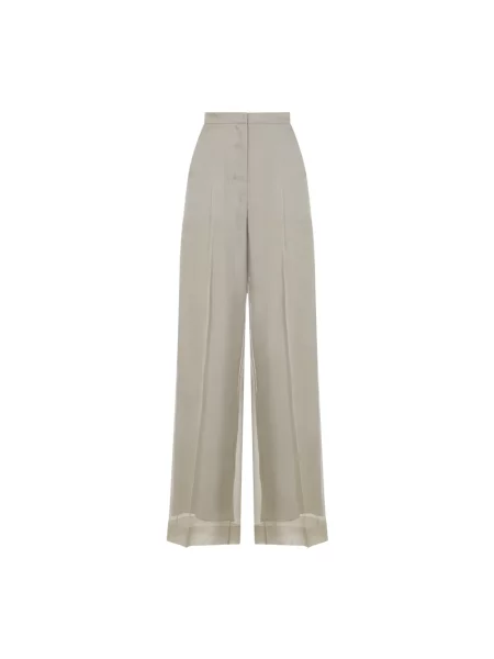 Jedwabne szerokie spodnie Max Mara beżowe