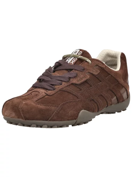 Sneakerși Geox cu model piele de șarpe maro
