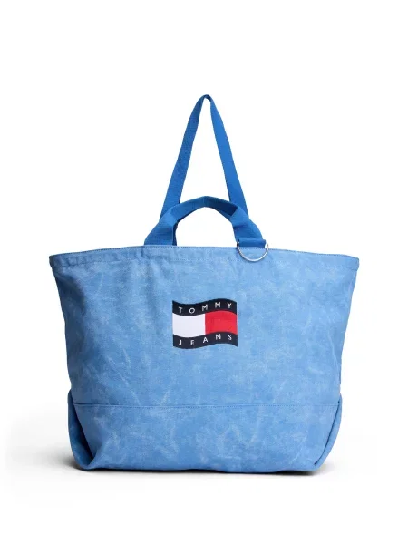 Geantă shopper Tommy Jeans din canvas albastru