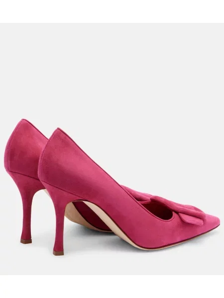 Pantofi cu toc Manolo Blahnik din piele de căprioară roz