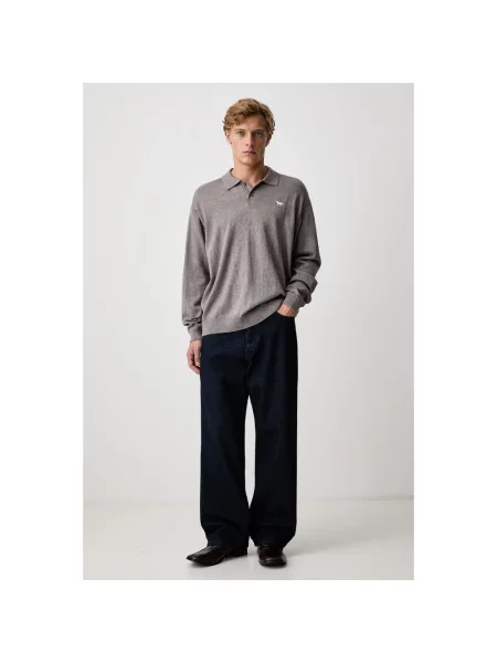 Maison Kitsuné Profile Fox sweter wełniany beżowy
