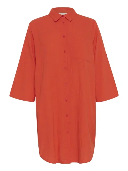 Kaffe Dolga srajca oranžno rdeča