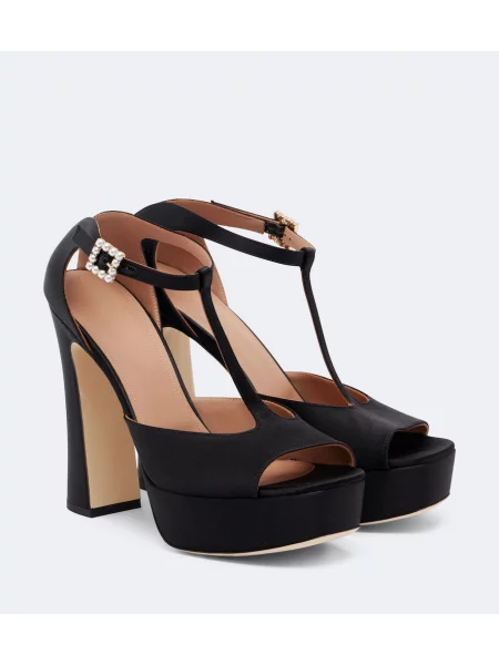 Sandale Malone Souliers din satin cu platformă negru