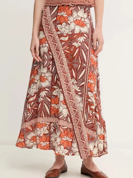 Suknja Hoss Intropia maxi širi se prema dolje smeđa