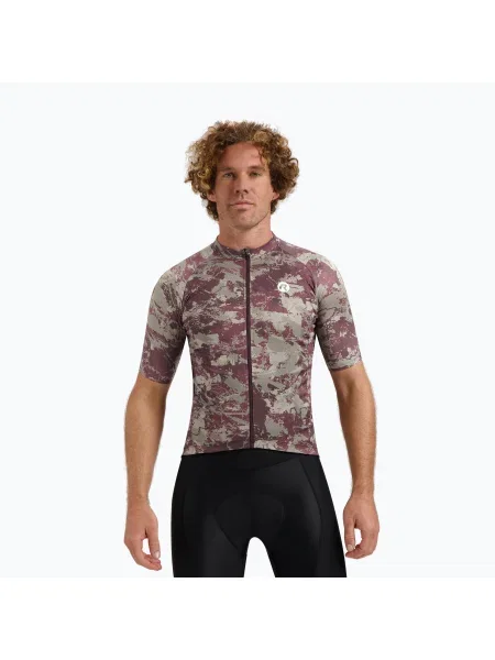Tricou de ciclism pentru bărbați Rogelli Essential Graphic II taupe / bordeaux