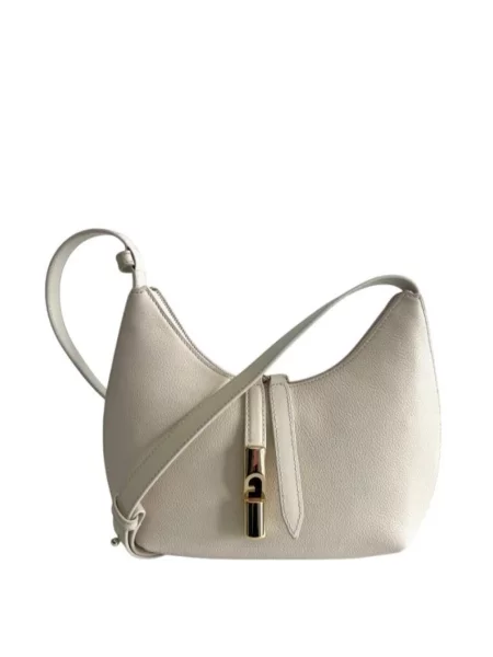 Torebka skórzana Furla zamszowa beżowa