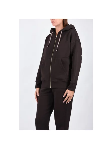 Bluza z kapturem Max Mara z kapturem brązowa