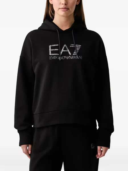 Hanorac cu glugă Ea7 Emporio Armani cu imagine negru