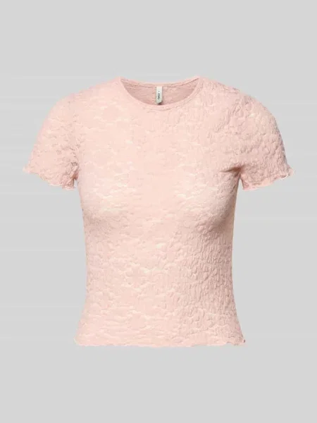 T-shirt o kroju slim fit z koronki model FAITH' Only różowa